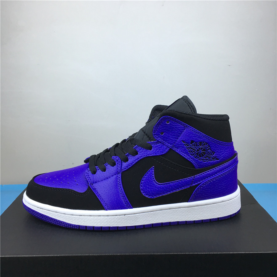 Air Jordan 1 Mid Raptors Black Purple Shoes